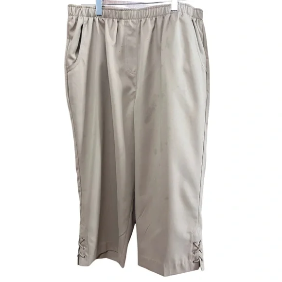 Elastic Waist Alia Petite Capris Alia Pants Jumpsuits Alia Tan Capri